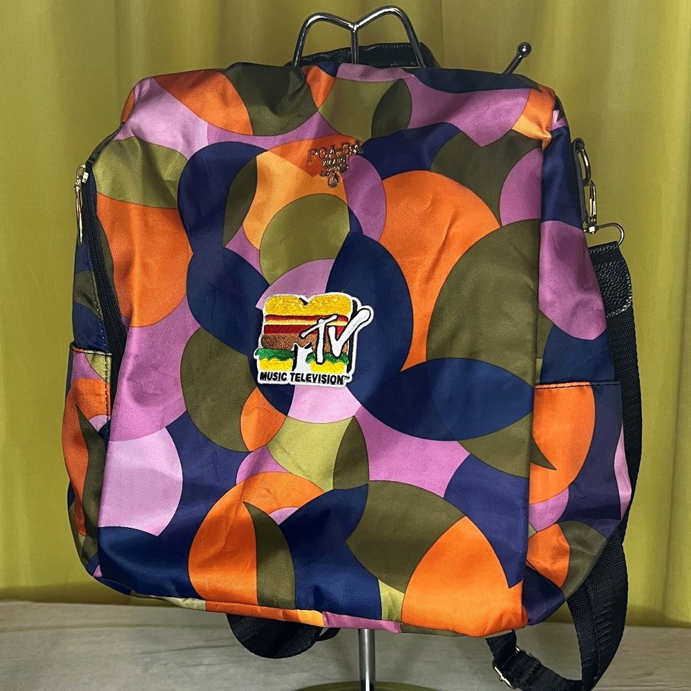 Poaba Multi Color Backpack Anti Theft Water Resistant MTV patch